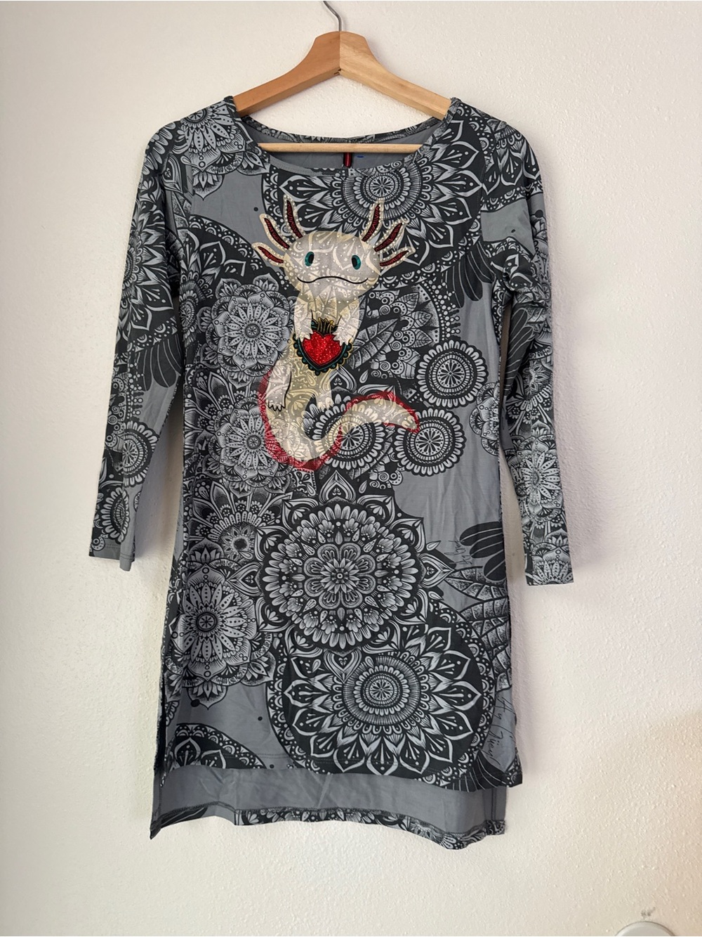 Gray Mandala Ay Guey  Axolot Heart Dress NWT Mexico